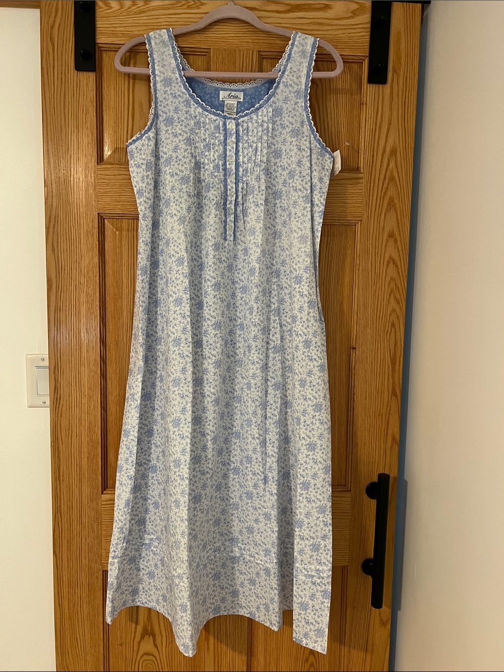 Aria Blue and White Floral Maxi Nightgown